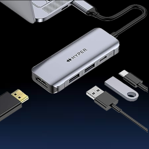 HYPERDRIVE 4 in 1 USB C to HDMI 4K 60Hz + Dual USB A + Charge (max 100W) Adapter, Type C to HDMI Video + USB